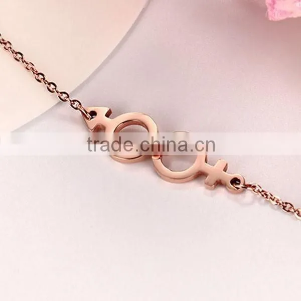 Fashion Rose Gold Plated Couple Stainless Steel Bracelet