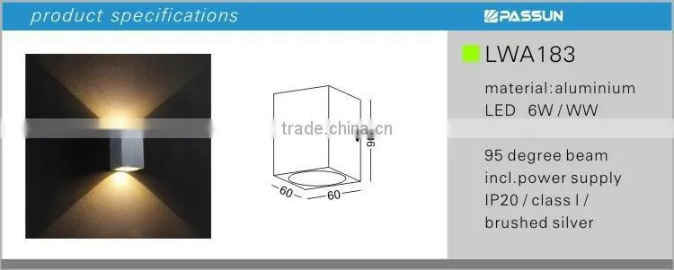 pure aluminum 2*1w 244lm led surface wall light