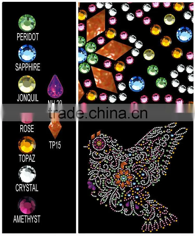 T14100001 Bird animal rhinestone transfer