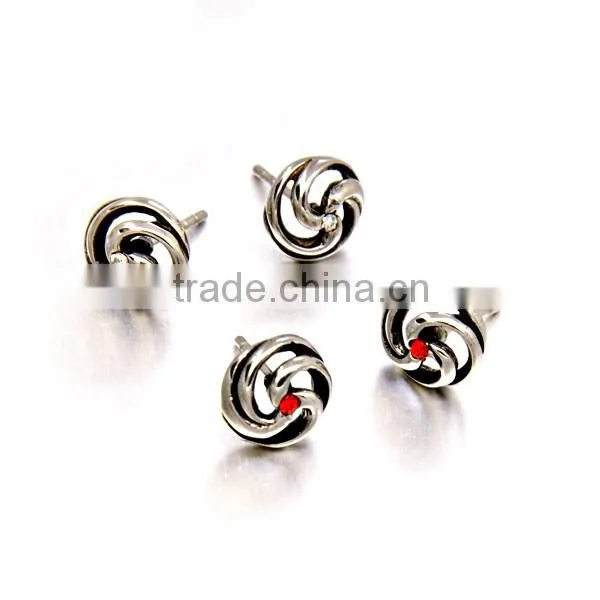 Fashion Women Stainless Steel Silver Charm Jewelry Crystal Elegant Cruved Earrings