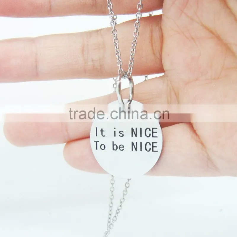 2016 Stainless Steel High Polish Custom Engraved Pendant Wholesale