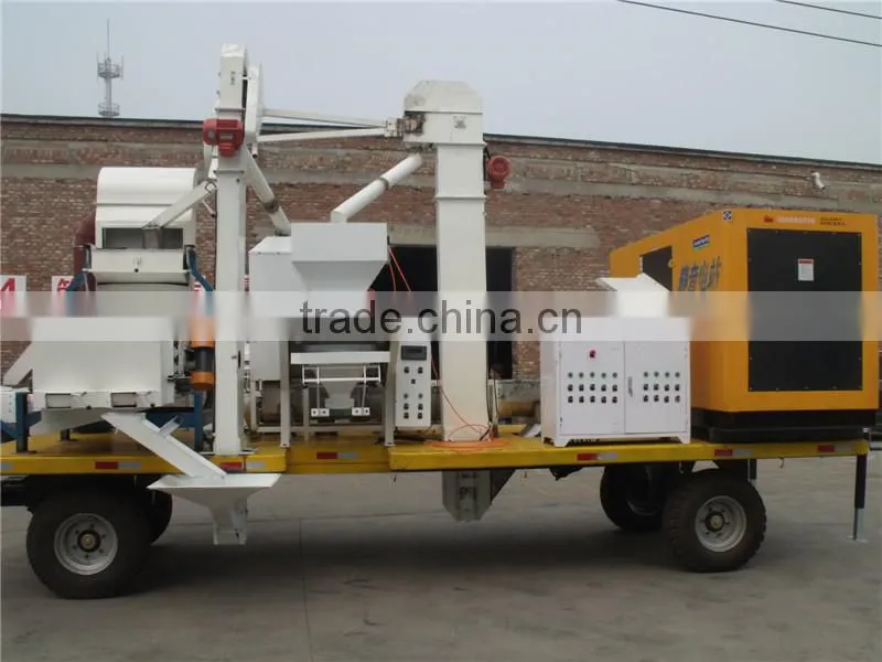 mobile grain seed processing plant with diesel generator