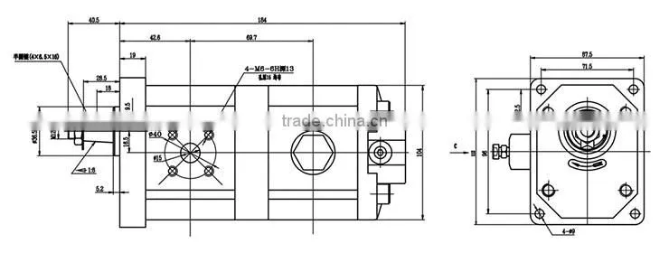 Group 2 aluminum double hydraulic gear oil pump for motor
