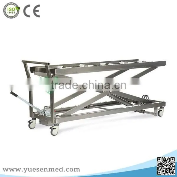 YSTSC-2C 304 stainless steel with cover mobile corpse removal trolley mortuary