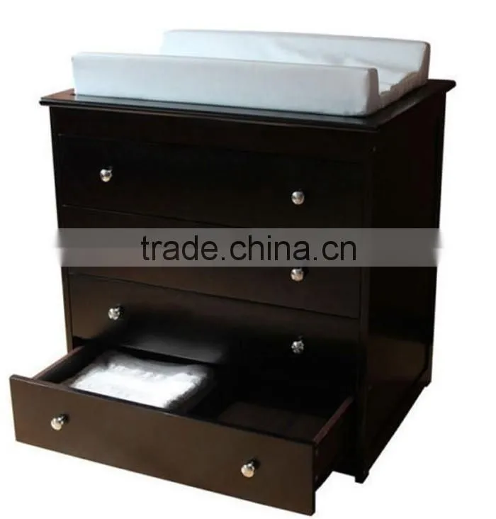 4 DRAWERS Wooden Baby Sleigh Change Table with Pad Chest
