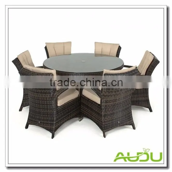 Audu Tuscany Brown Rattan Garden Dining Set With 6 Seat