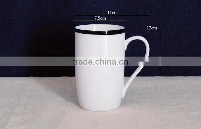 380ml Porcelain mug with silver rim 380ml porcelain mug with handle