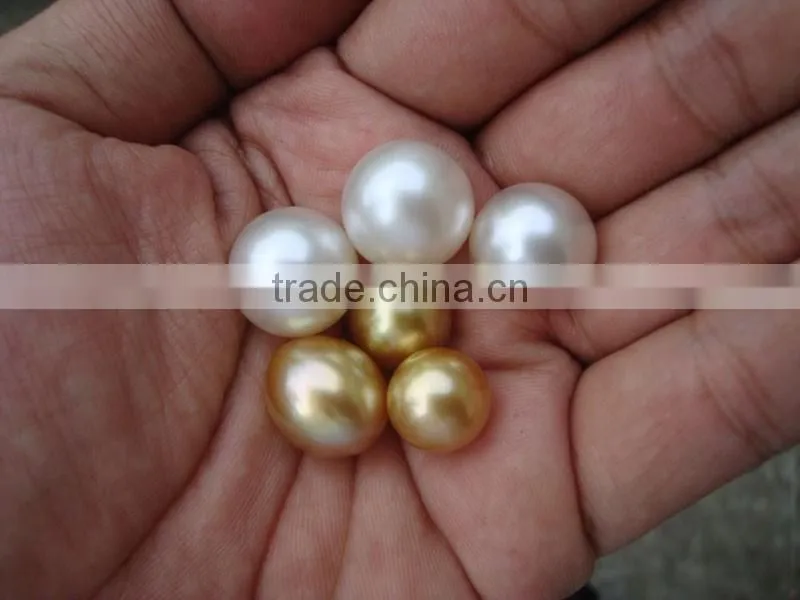 AAA 9-12mm golden and white south sea pearl