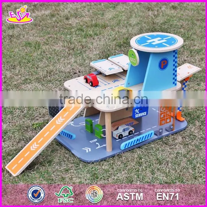 2017 new products children parking toy wooden toy garage set W04B048
