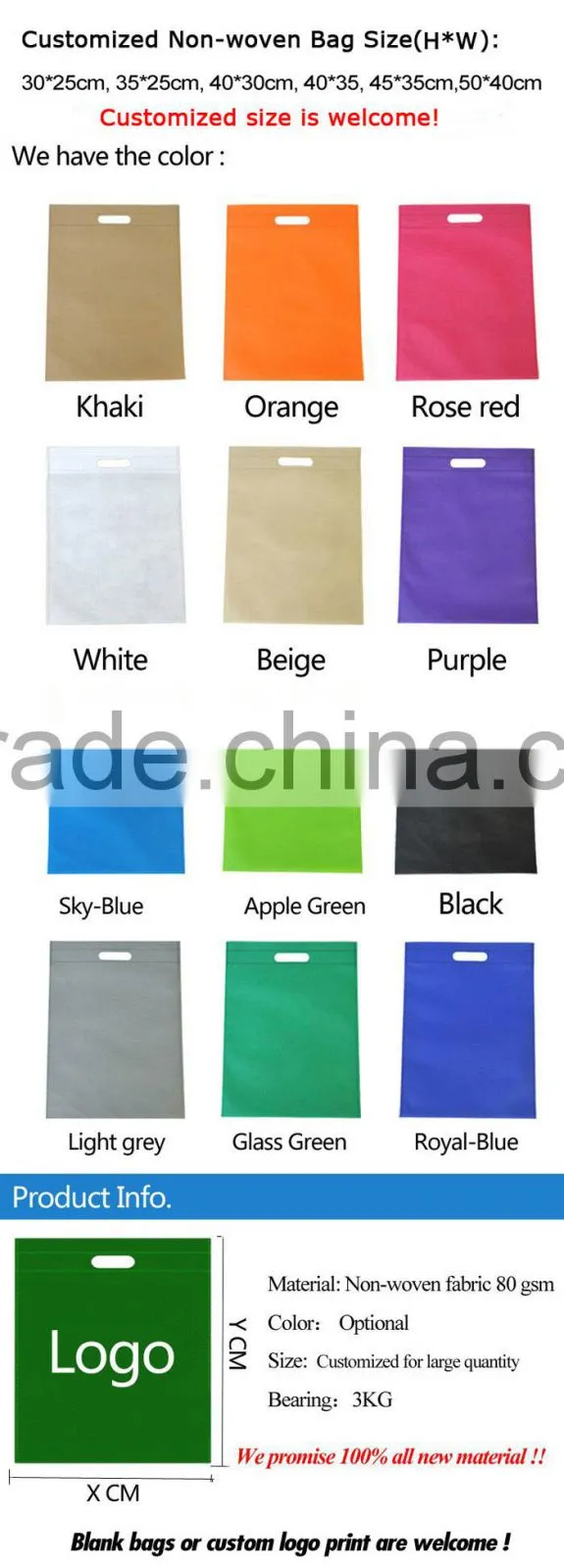 80g D cut non-woven fabric shopping bag