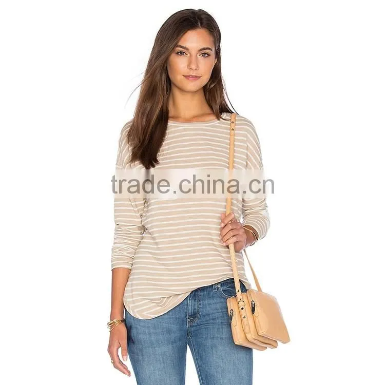 Wholesale korean fashion stripe 100 combed cotton cheap t shirts