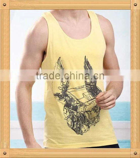 good quality cotton printed men's vest tops custom wholesale