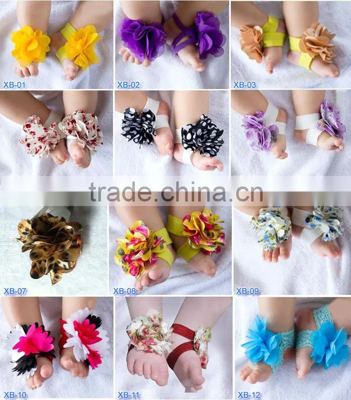 New Arrival !! Barefoot Socks Sandals Shoes Flowers Feet Toes Baby Blooms