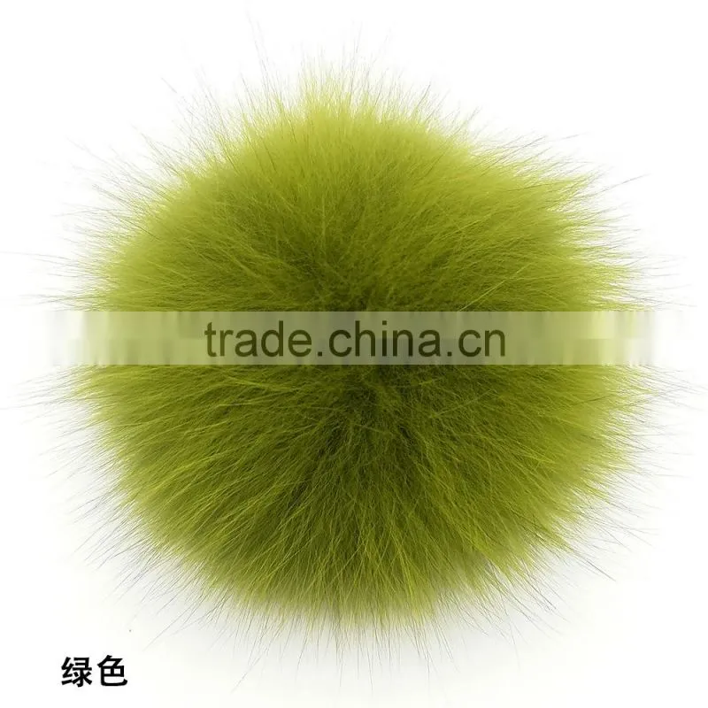 China handmade fox pom poms with 12cm for beanie hat
