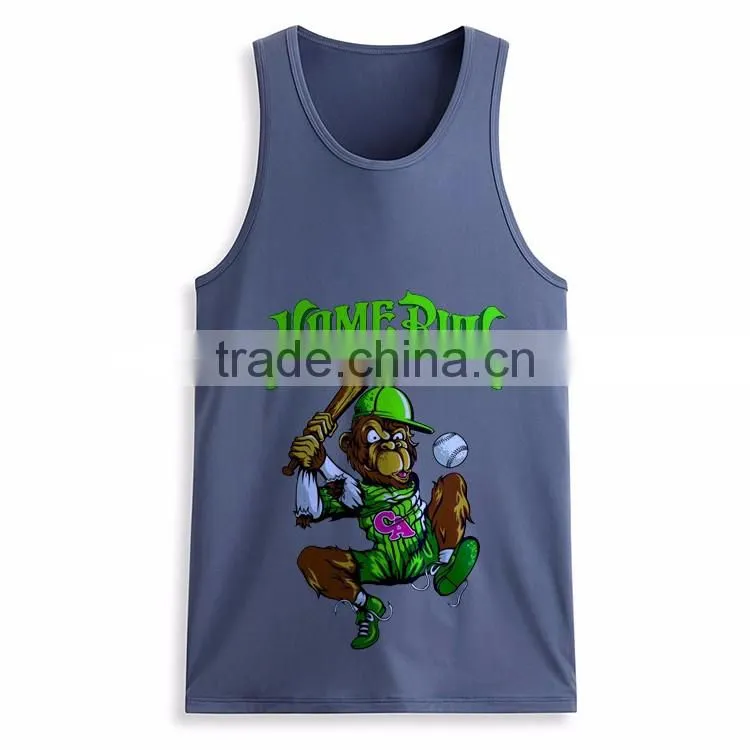 Cheap Printed Front 100 Cotton Wholesale Men Bodybuilding Custom Stringer Tank Top