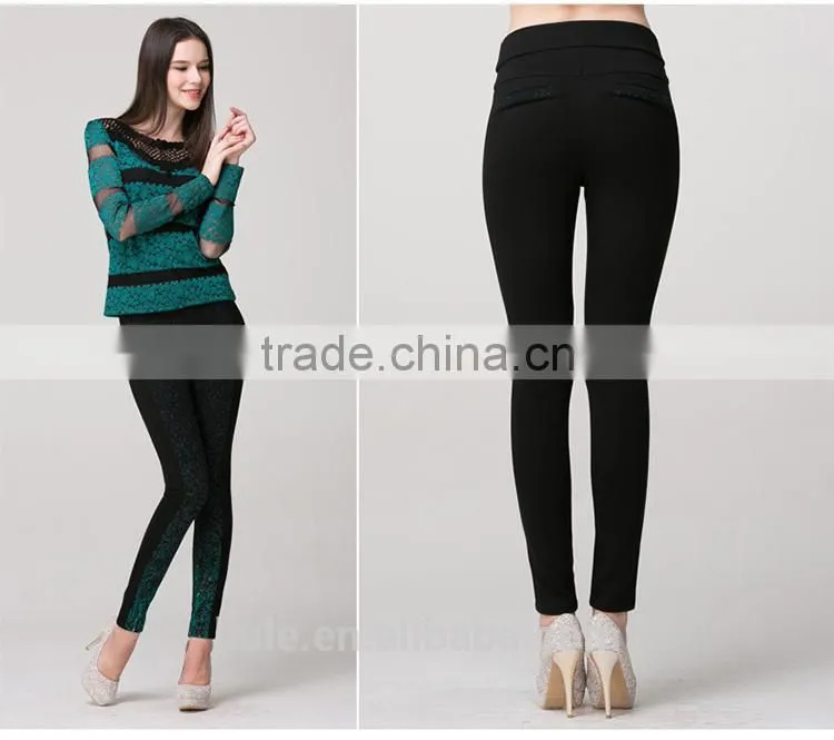 black body fitted jeans high waisted pants women with shinny decoration