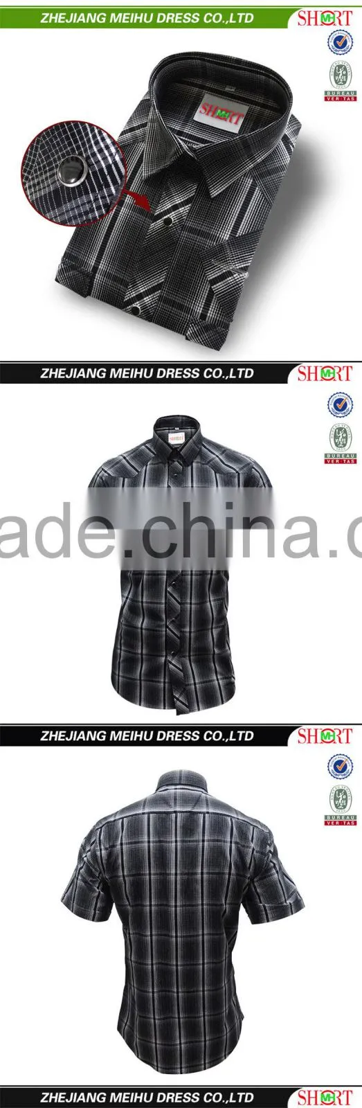 new design short sleeve check men shirts
