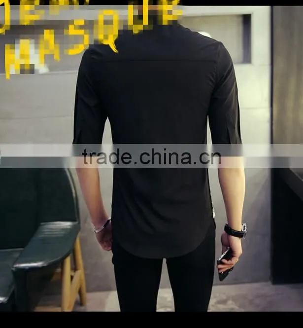 Seven men sleeve han edition cultivate one's morality joker no-iron shirt wet printing individuality student leisure shirt with