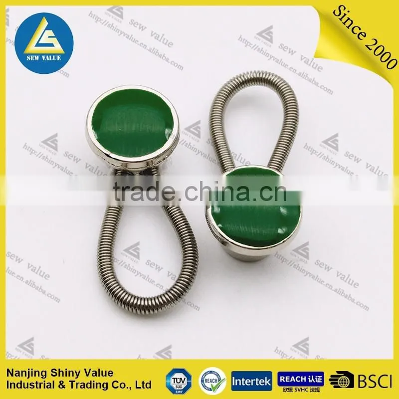Mixed sizes packed metal collar button extenders in different colors crystal mounted with elastic in the spring