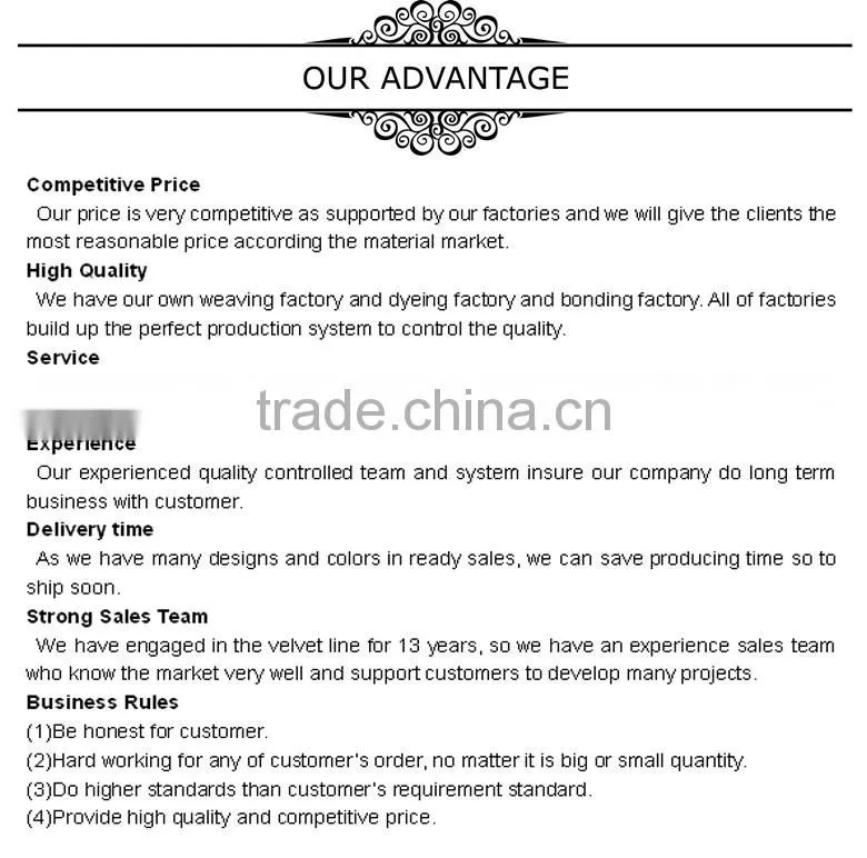 polyester spun velvet fabric for curtain
