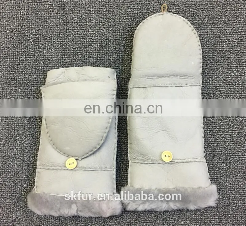 China factory wholesale genuine sheepskin fur leather gloves for men and kids