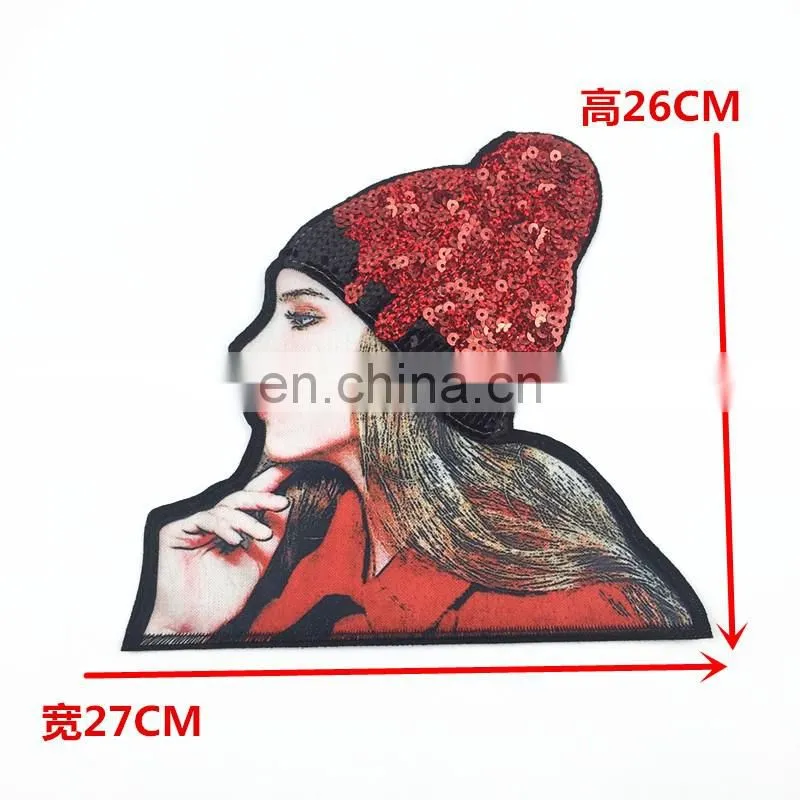 2017 wholesale custom patch embroidered with sequins iron patch