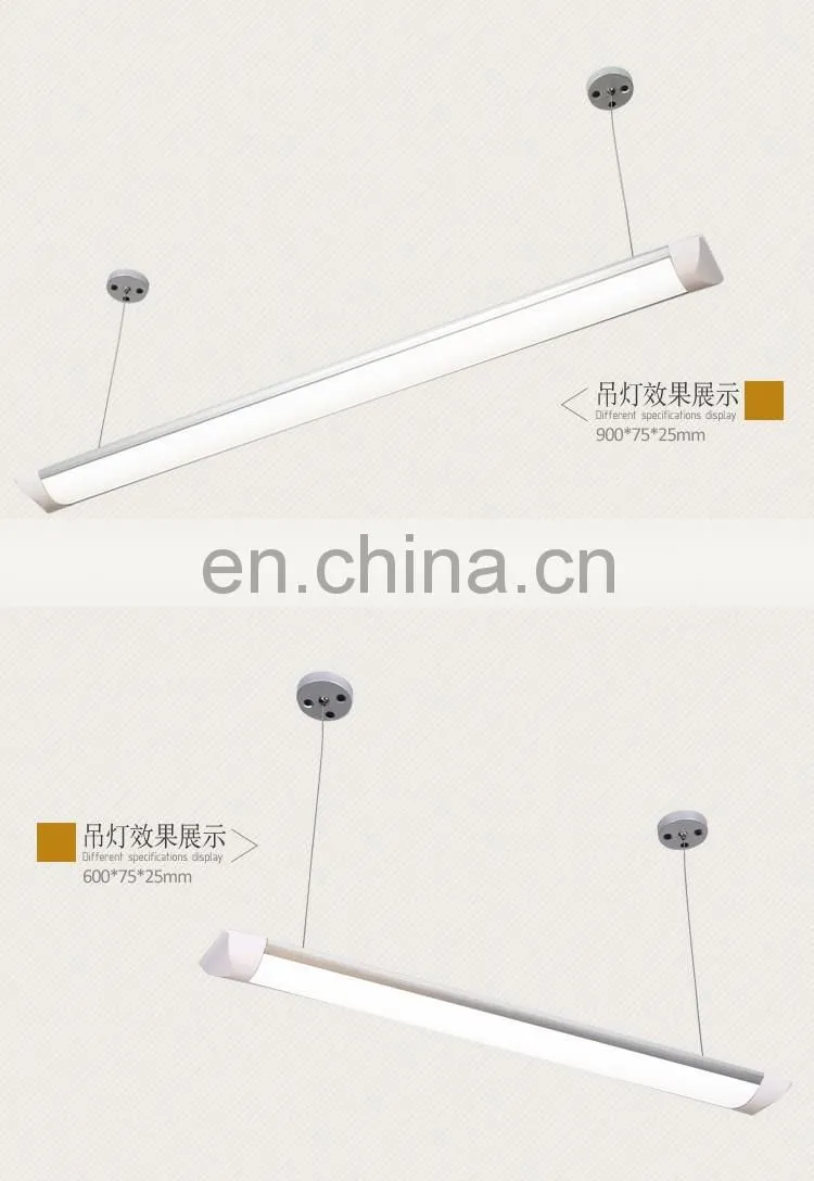 18W Industrial modern strip shaped ceiling light silver office hanging indoor lamp