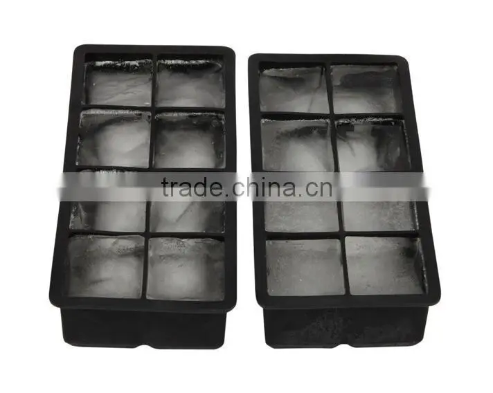 8 holes silicone ice cube tray, square grid ice maker