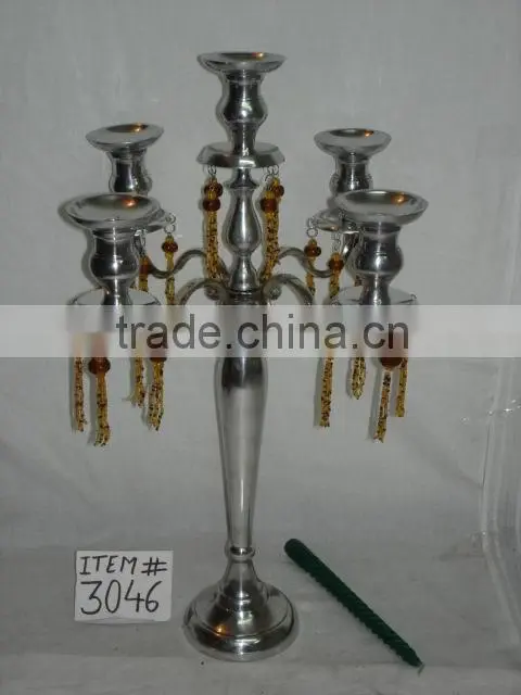 Wedding Candelabra, 9 Crystal Ball Candelabra With Hanging Crystals In Chrome Finish