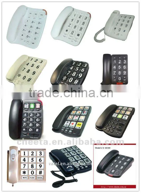 corded big botton landline phone with cartoon family picture