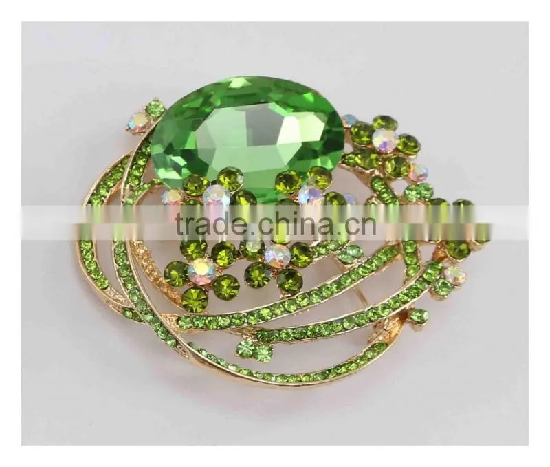 Funny fashion shiny golden brooch with stone