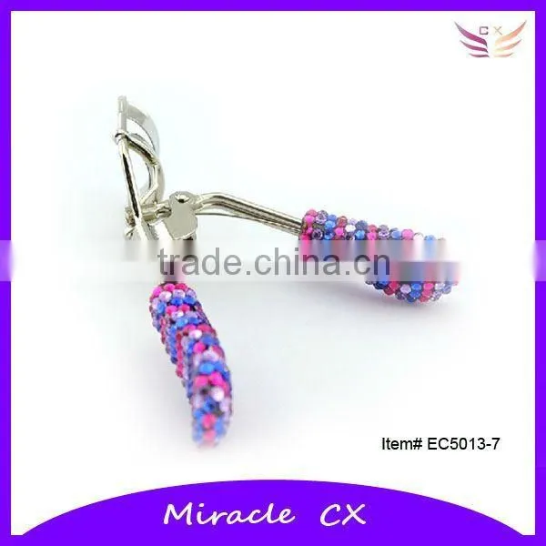 With rhinestones colored glitter handle eyelash curler