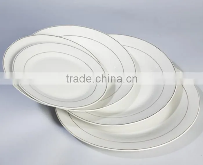 silver porcelain bowls set, silver rim soup bowls, ceramic salad bowl GGK