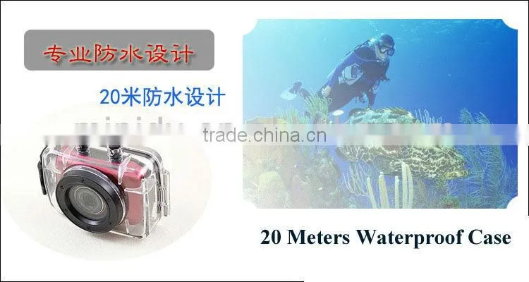60fps hd 720p mini dv sports waterproof camera with 2.0inch touch screen