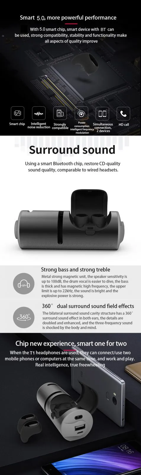 2020 Bulk Earbuds Mini Earphones HD Stereo Magnetic Wireless Earbuds with Charging Case for Smartphones
