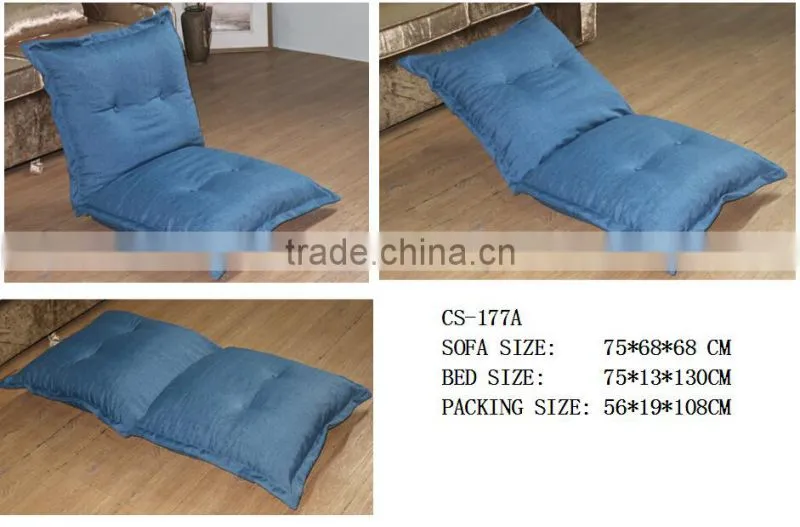 Fabric Leisure Three Folded Sofa bed with 2 back pillows