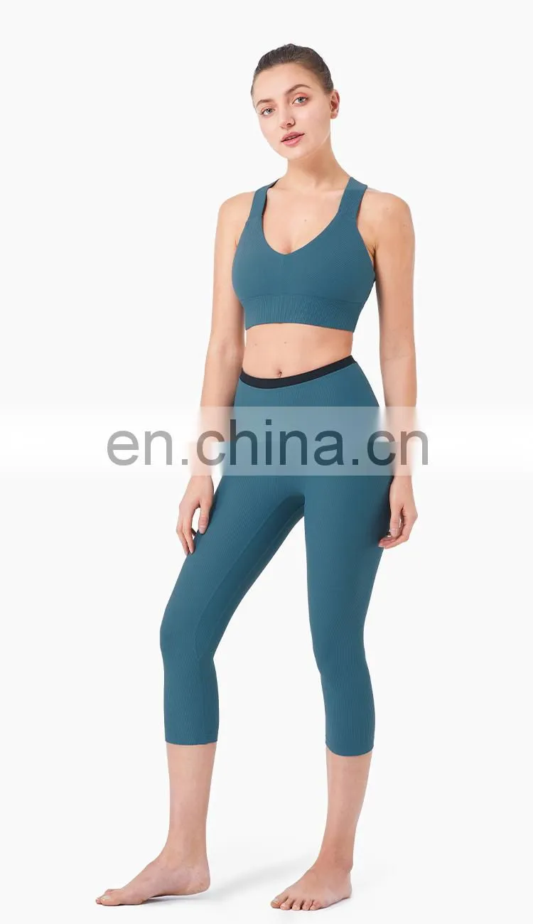 Lightweight Custom Logo Sport Active Wear Yoga Sets High Waist Two Piece Yoga Sport Suit