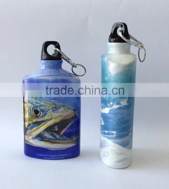 flat aluminium bottle with carabiner hook