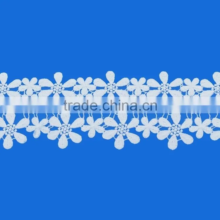 Manufacturer wholesale hot cotton guipure embroidery lace triming stripe shape eyelash lace trim