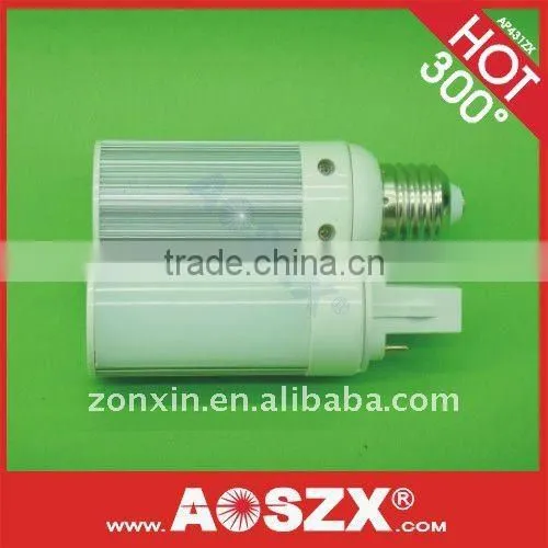 2011 NEWEST 3W 300LM G24 LED PL light bulb Aluminum +OMMA E27 E26 LED PL Bulb B22 B14 DC12V 24V
