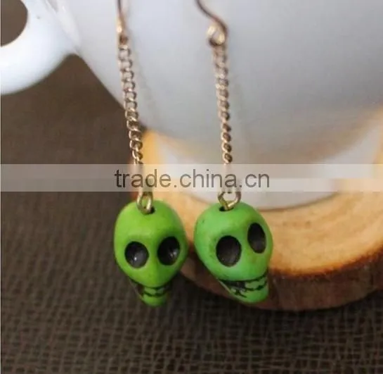 Wholesale hand carved South Jade human cute skull pendant earrings