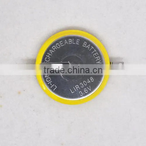 Li-ion 3.6V Rechargeable Battery LIR3048 with solder lir3048 with pins