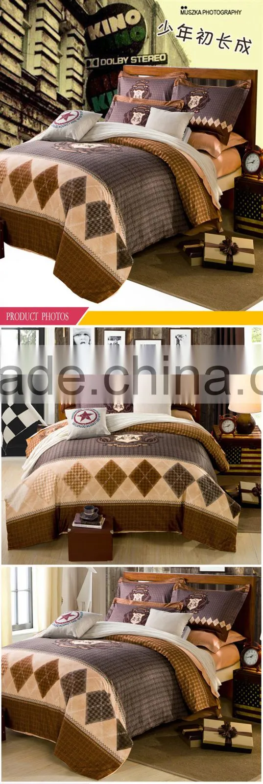 Jacquard european style design for male 4 pcs bedding set