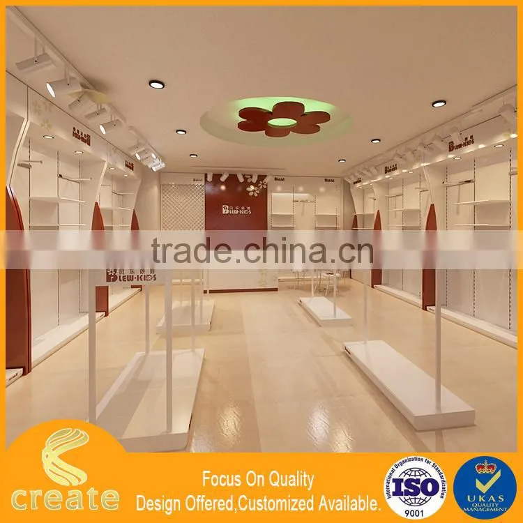 OEM/ODM making cabinet designs for children's clothes,shop furniture garment display for kids clothing