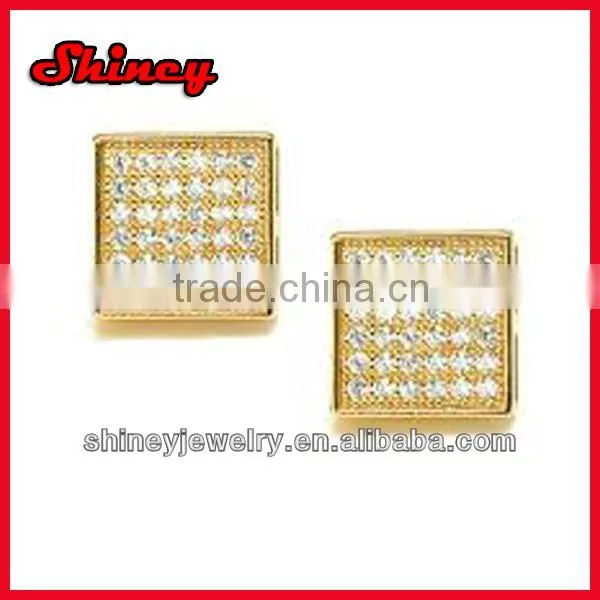 2014 high quality Ebay hot micro paved gold kite styled earring