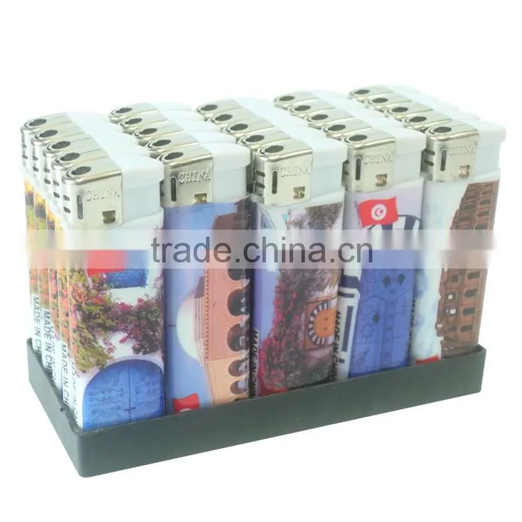 plastic refillable oil cigarette lighter customize picture cover fire flame lighter