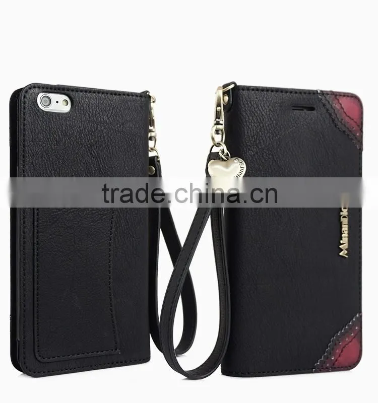 Premium PU Book Style Flip Cover Case with card slots for iPhone 6