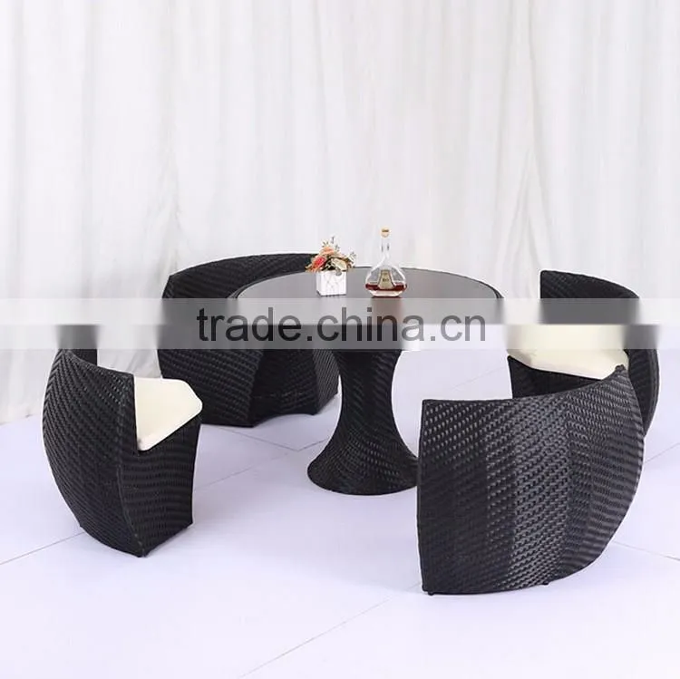 New Design Leisure PE Wicker Dinette Rattan Sofa For Garden Cheap Round Rattan Sofa Set