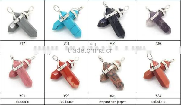 JF6888o Healing Reiki White Opal Gemstones Hexagonal Pointed Chakra Pendant