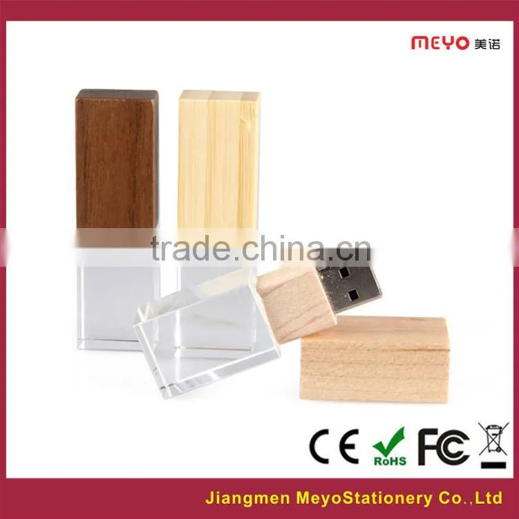 2015 Crystal 3D Laser Engraving Wooden USB Flash Drive